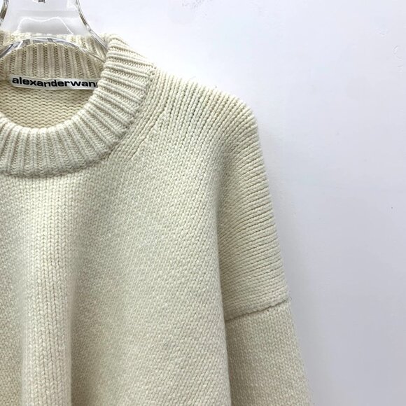 J16838 Alexander Wang Womens Cream Oversized Wool Blend Sweater - Picture 3 of 7